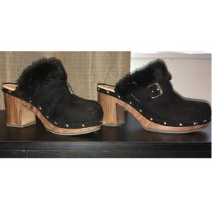 UNIONBAY Samantha Faux Fur Black Clogs 7M